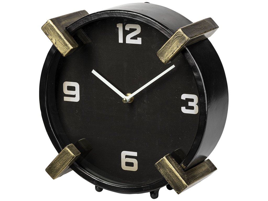 Black Metal Round Table Clock