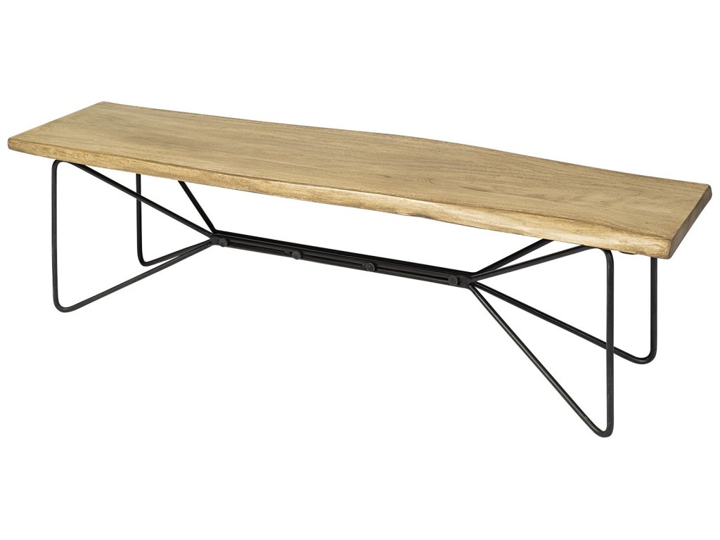 III 66L x 16W Blonde Wood and Iron Dining Bench