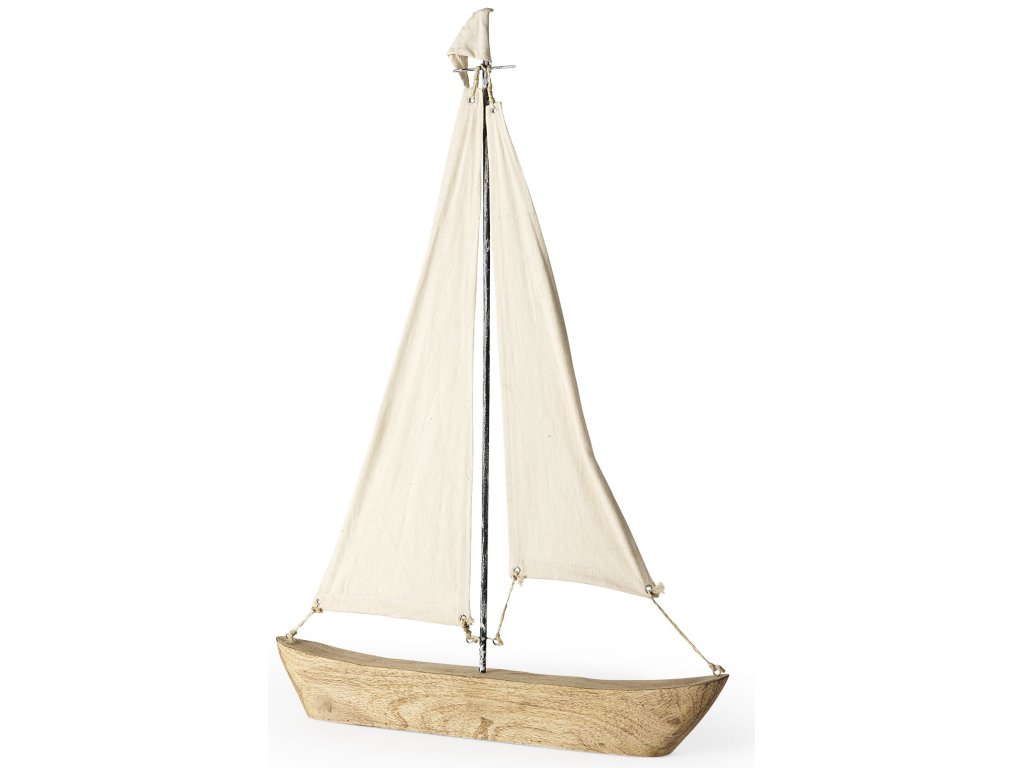Large 22L x 2W Brown/Cream Nautical Inspired Sailboat