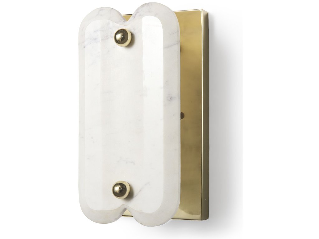 5L x 6W Gold w/ White Marble Shade Wall Sconce