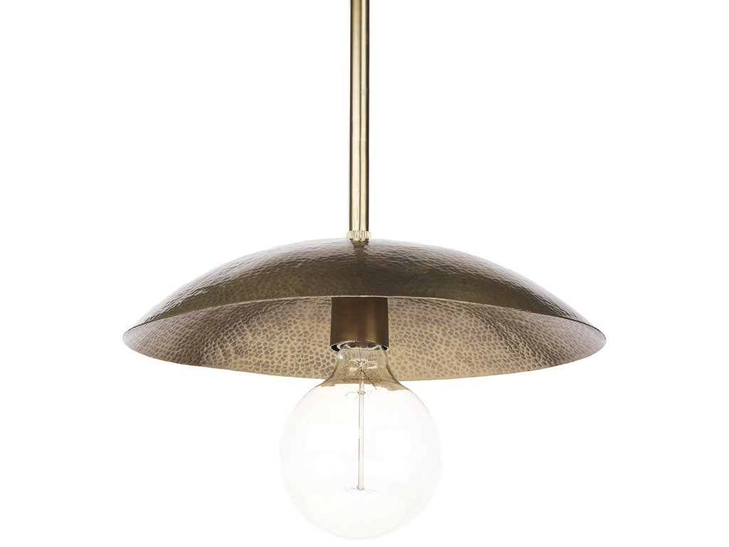 13L x 13W Gold Hammered Metal Pendant Light