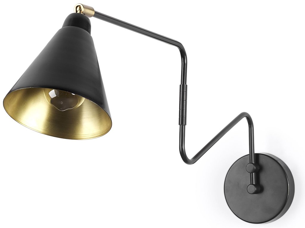 6L x 32W Black Metal Cone Shaped Swivel Wall Sconce
