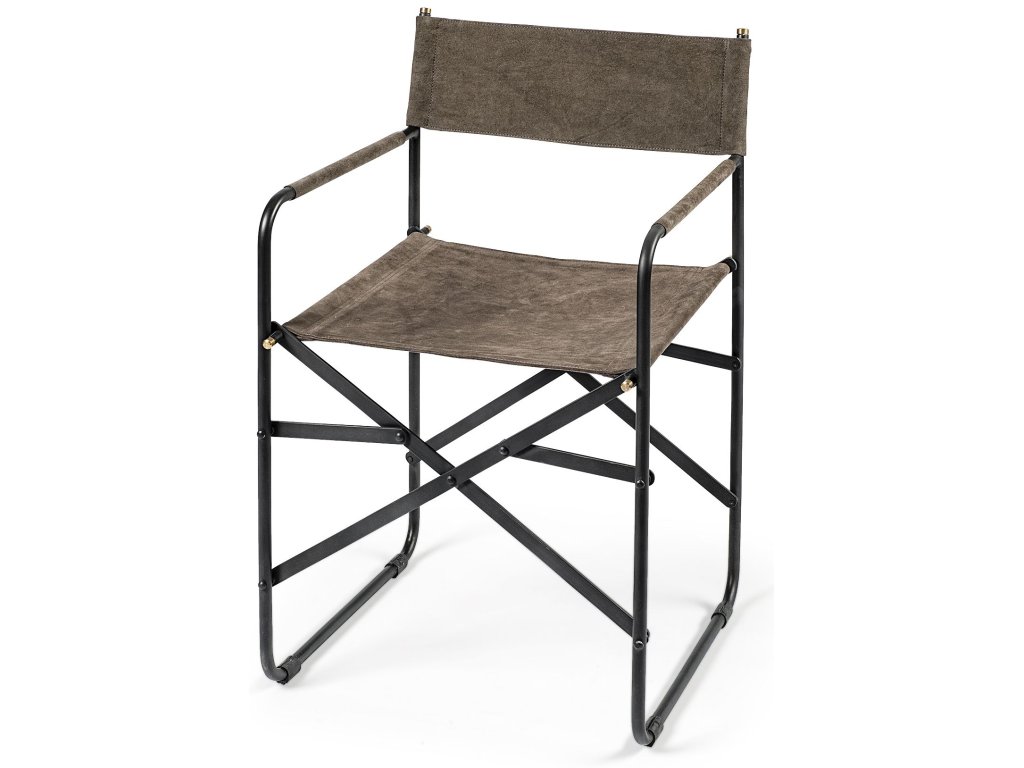 19.25L x 20W x 31H Brown/Gray Suede w/ Metal Frame Dining Chair