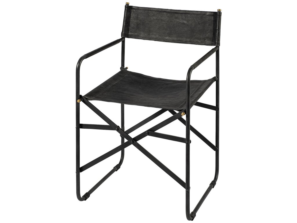 Black Iron Frame Black Leather Dining Chair