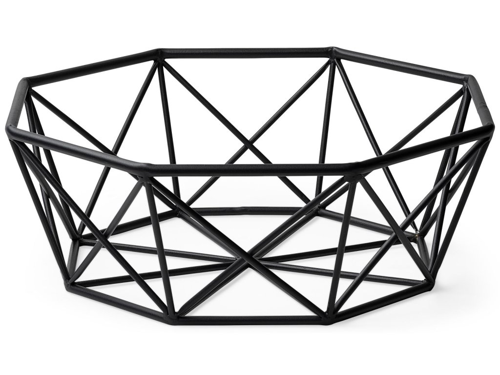 17L x 17W Black Metal Large Hexagonal Bowl