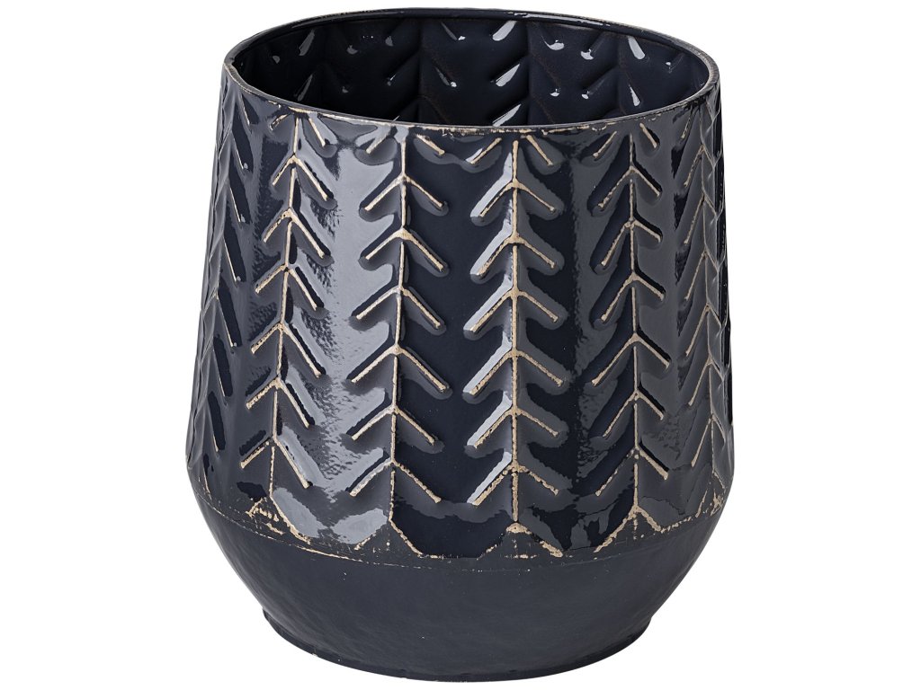 I Metal Glossy Dark Blue Chevron Vase