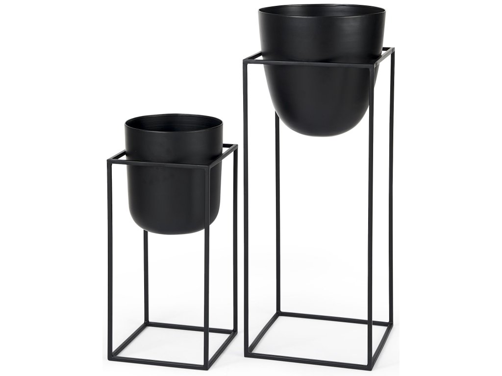 (Set of 2) 12L x 12W x 32H Black Plant Stands
