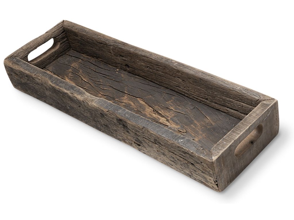 (Small) 24L x 7W Brown Reclaimed Wood Tray