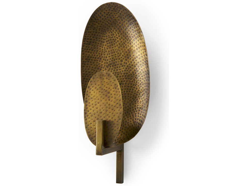 7.0L x 5.3W x 17.0H Metal Hammered Gold Round Wall Sconce