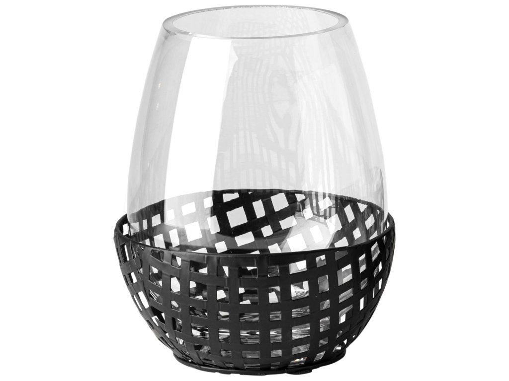 I Small Black Woven Metal Base Table Candle Holder