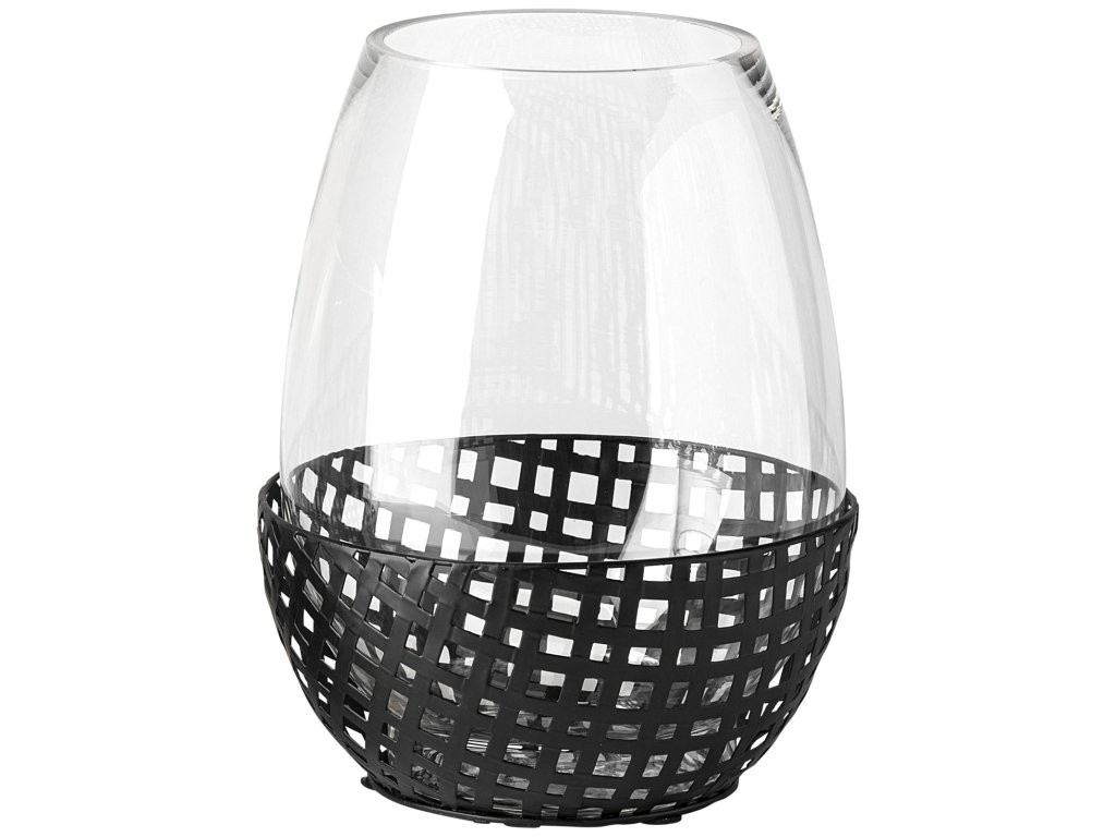 II Large Black Woven Metal Base Table Candle Holder