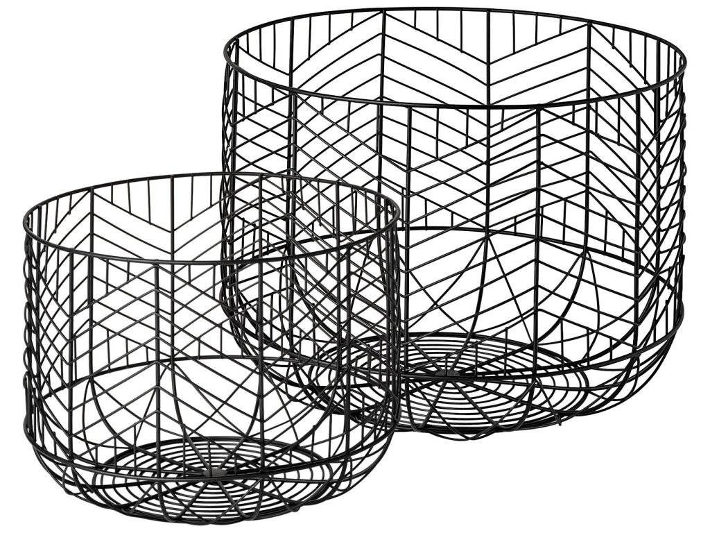 Set of 2 Black Metal Geometric Mesh Bowls
