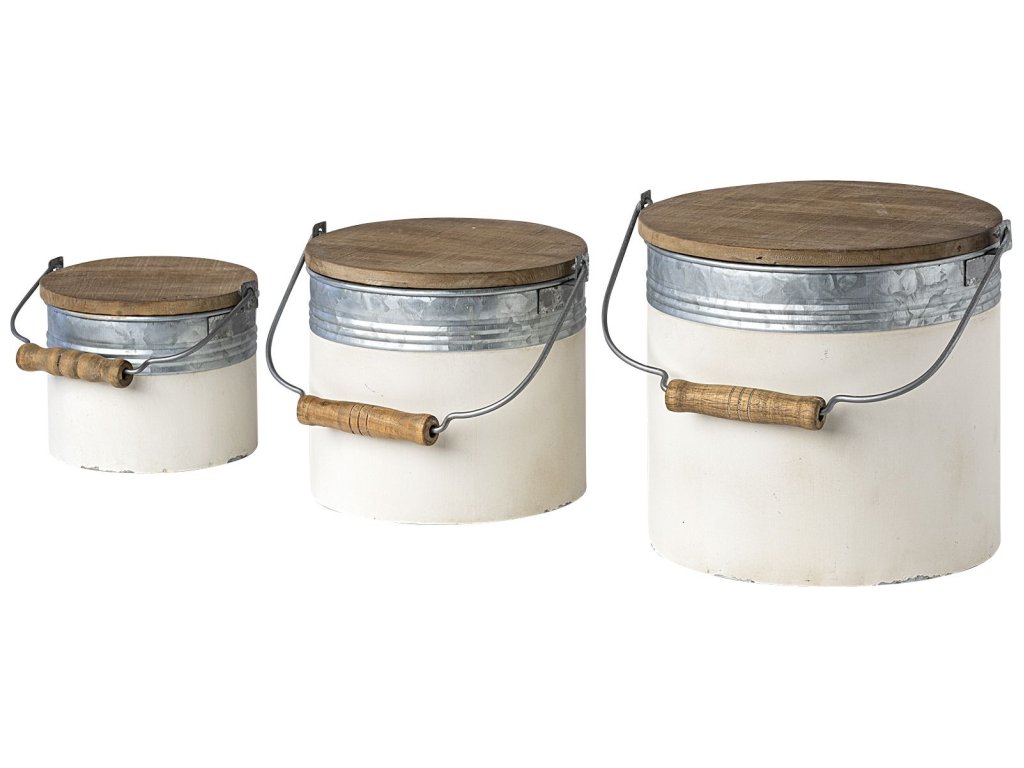 (Set of 3) White Metal Storage Boxes