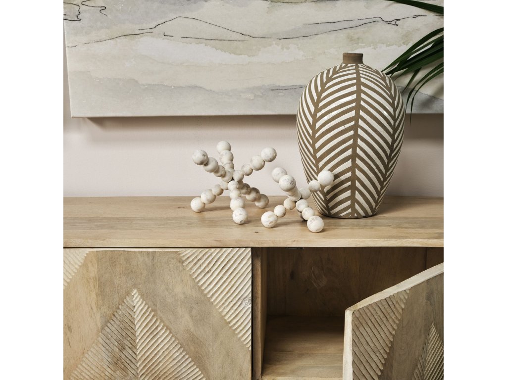 I (Small) 7L x 7W Off-White Geometric Wood Ball Jack - Alternative View