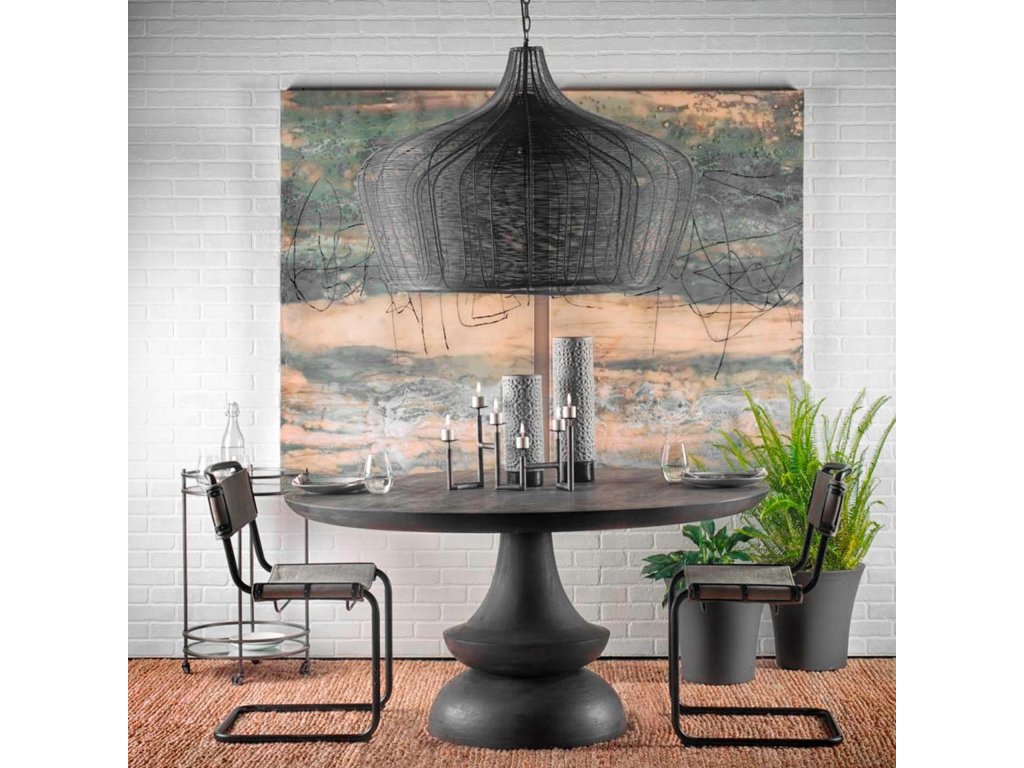 (40"X31") Black Metal Mesh-Style Four Bulb Chandelier - Alternative View