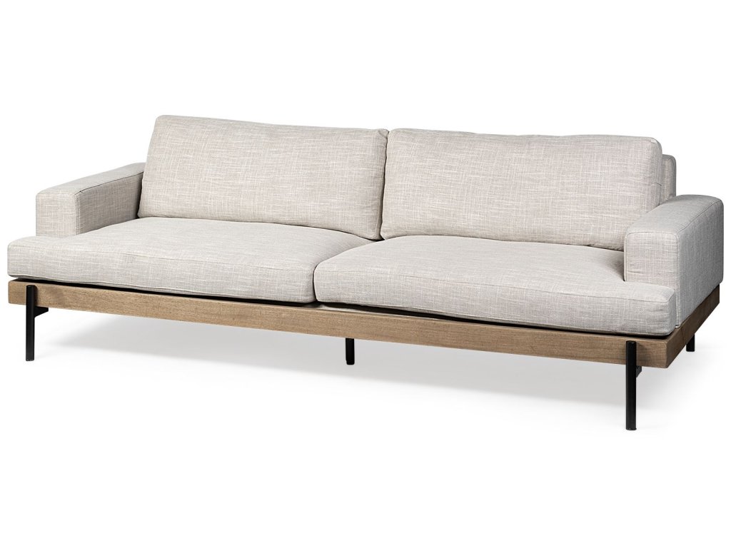 II 95" Beige Upholstered Three Seater Sofa