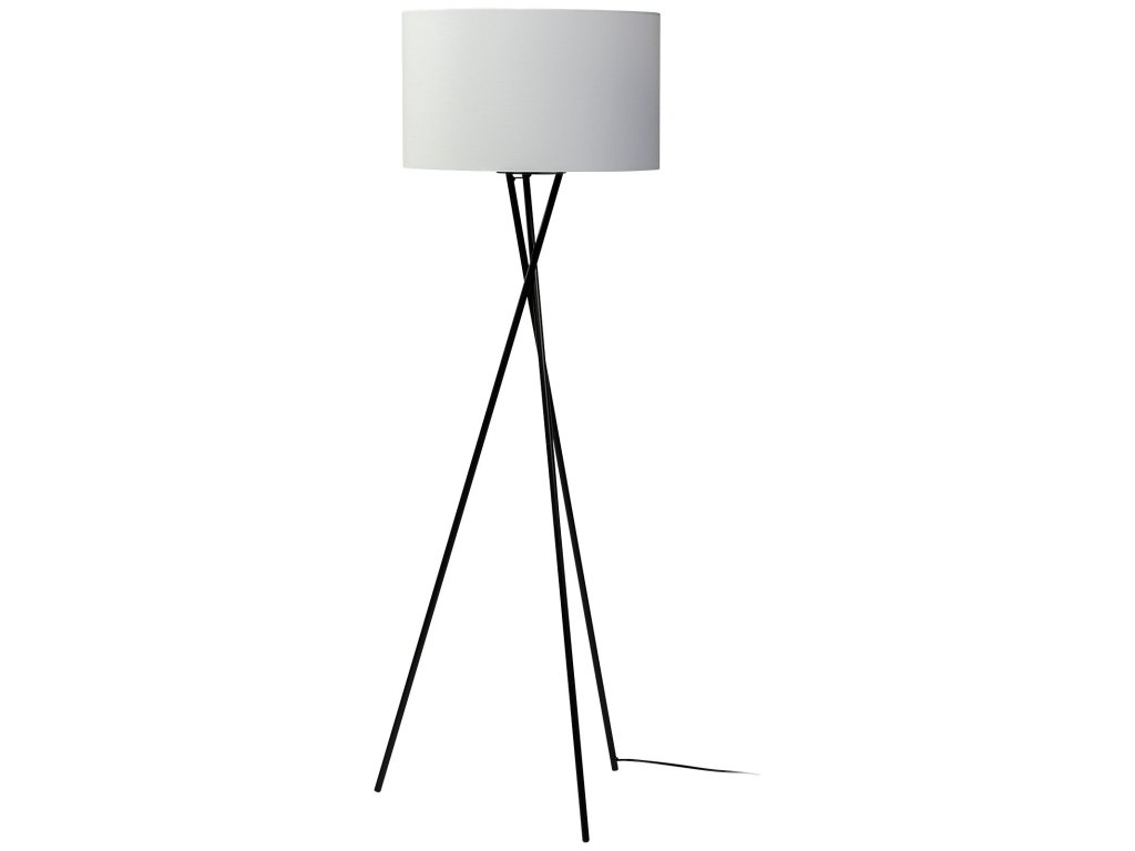 20.0L x 20.0W x 61.8H Black Metal w/White Fabric Shade Floor Lamp