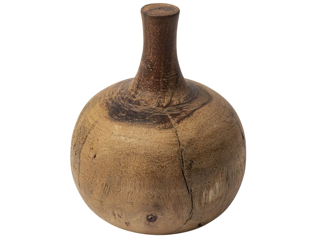 Medium Solid Wood Vase Shaped Decorative Object