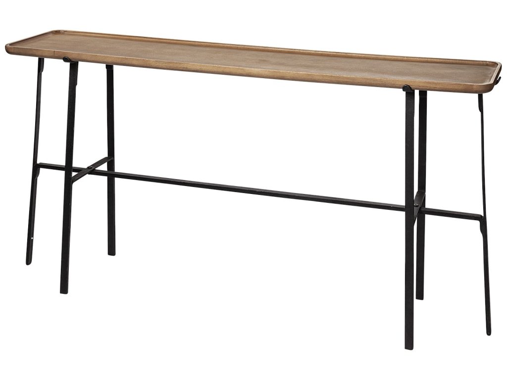 II 60L x 14W x 29H Rectangular Brown Raised Edge Top Console Table
