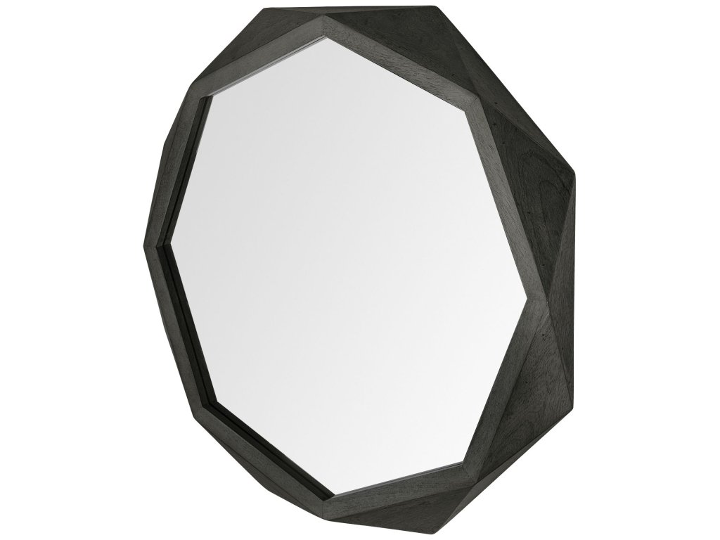 II 41L x 41H Octagon Black Wood Frame Wall Mirror
