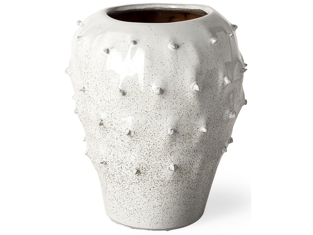 Small Glossy White Ceramic Spoked Vase