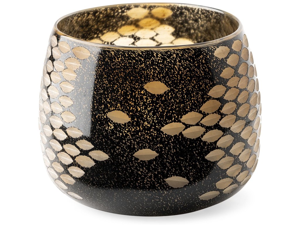 Small Black and Gold Detail Glass Vase