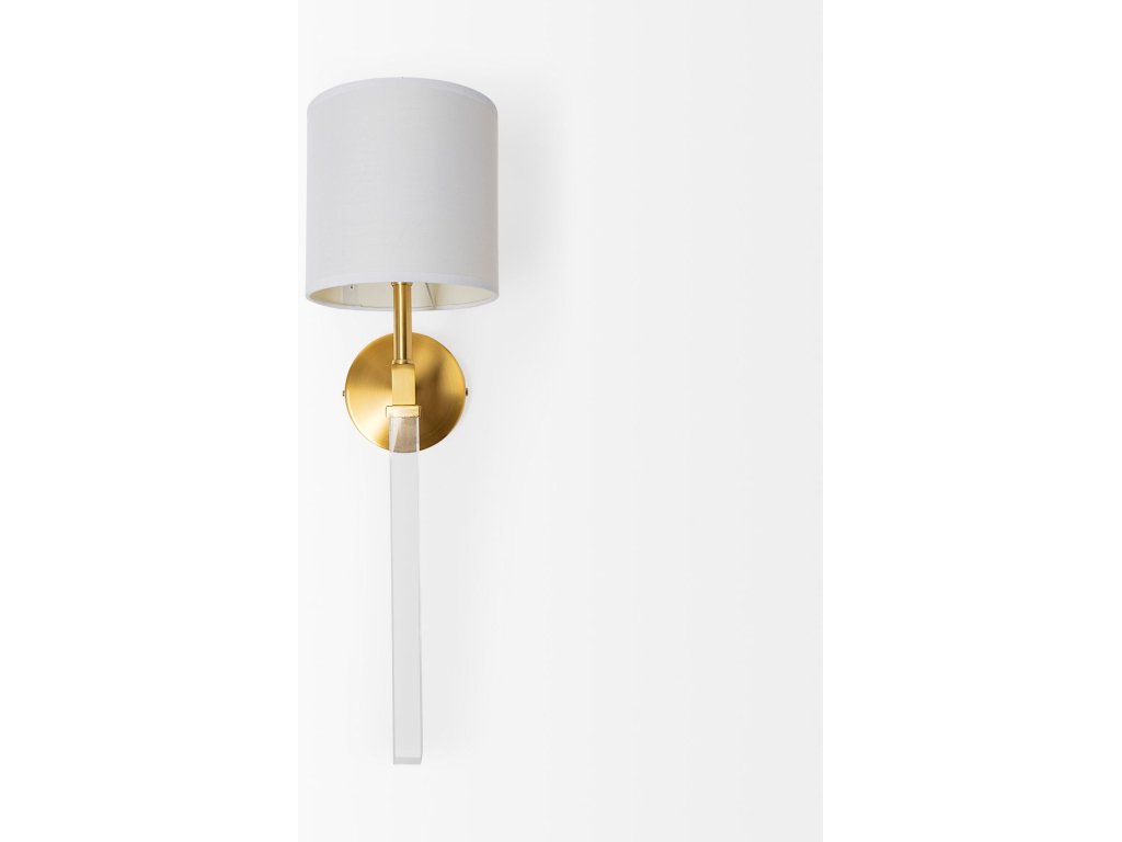 II 6.5X22 Gold Metal and White Linen Shade Wall Sconce - Alternative View