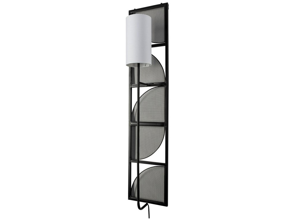 10X46.5 Black Metal Body White Fabric Shade Rectangular Wall Sconce