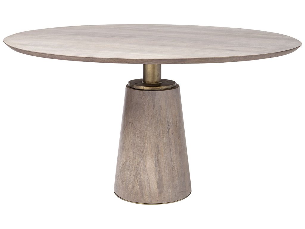 II 54" Round Brown Solid Wood Top Brown Wood/Gold Metal Base Dining Table