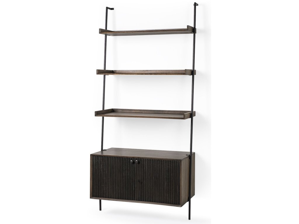 37.5L x 20W x 82H Two-Toned Brown Wood Three Shelf Shelving Unit