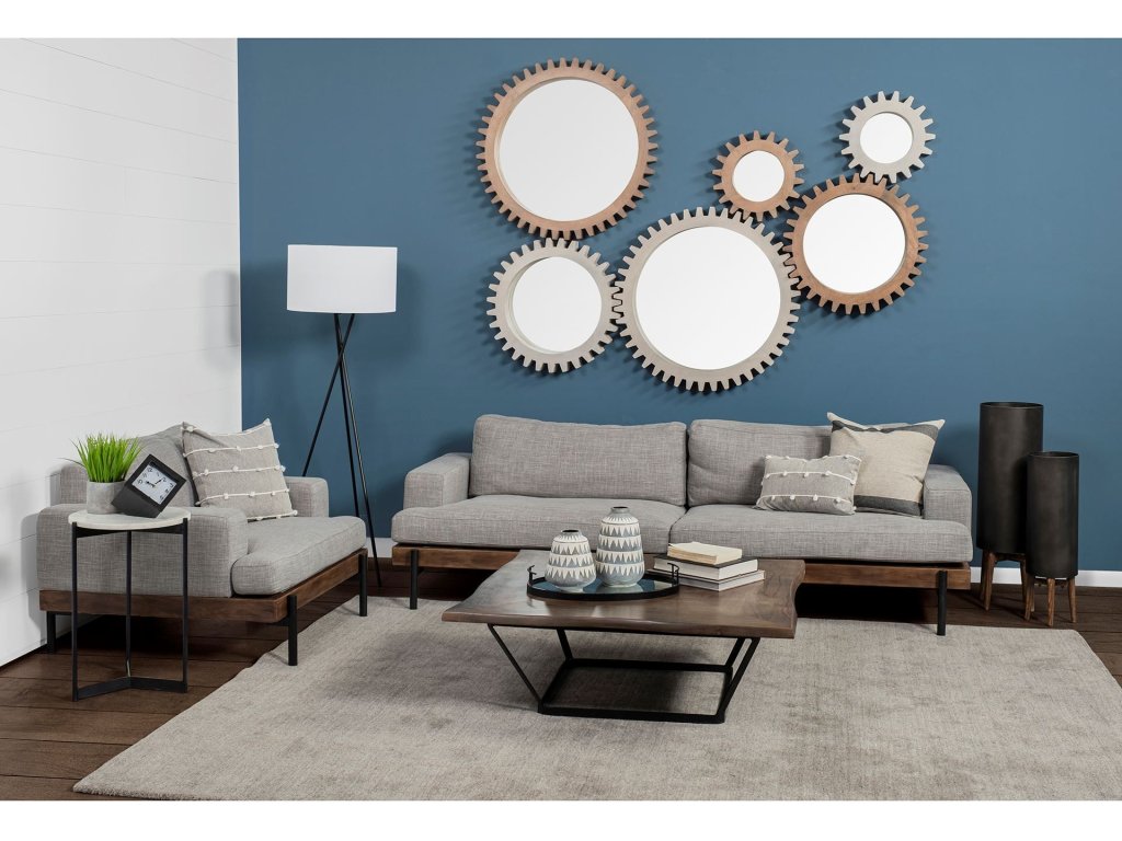 II 95" Gray Upholstered Three Seater Sofa