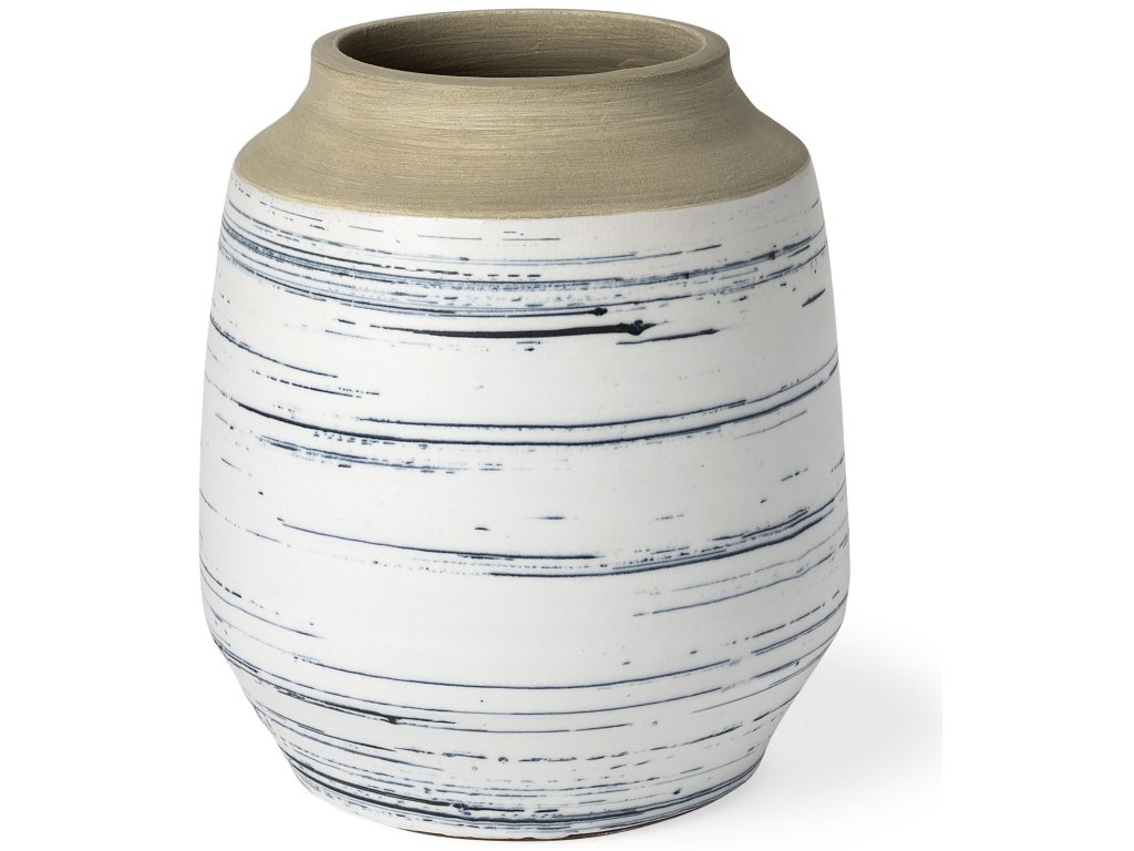 Tall White/Blue Ceramic Vase