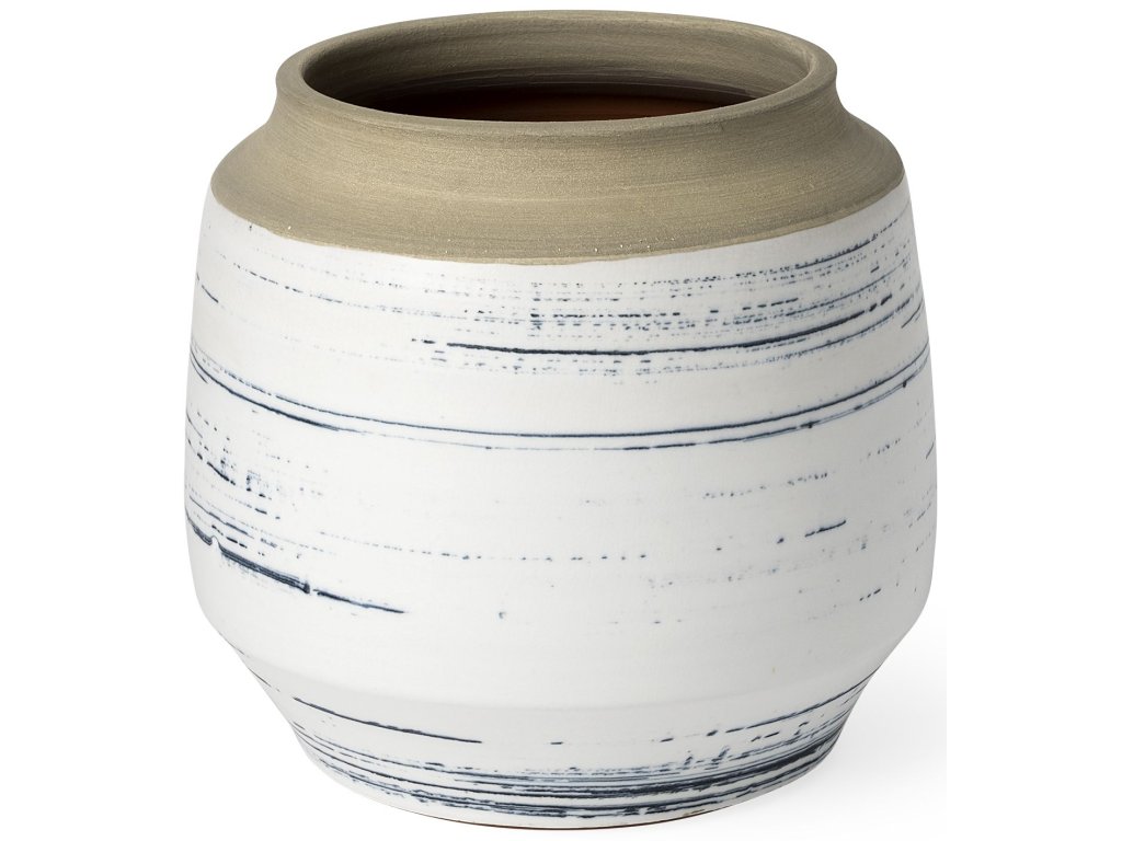 Short White/Blue Ceramic Vase