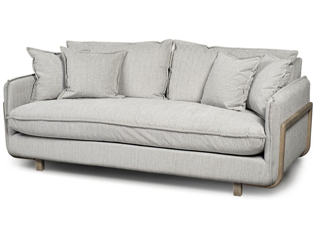 I 84" Frost Gray Upholstered Three Seater Sofa