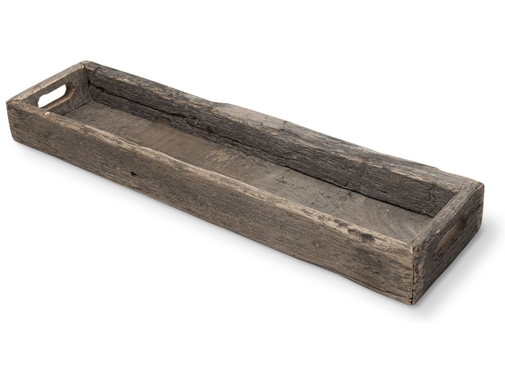 (Medium) 30L x 7W Brown Reclaimed Wood Tray