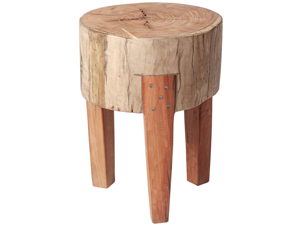 18"H Rustic Solid Reclaimed Wood Stool