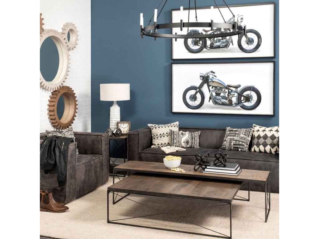 I (47.2"X36.2") Black Metal Chassis Glass Tube Twelve Light Chandelier