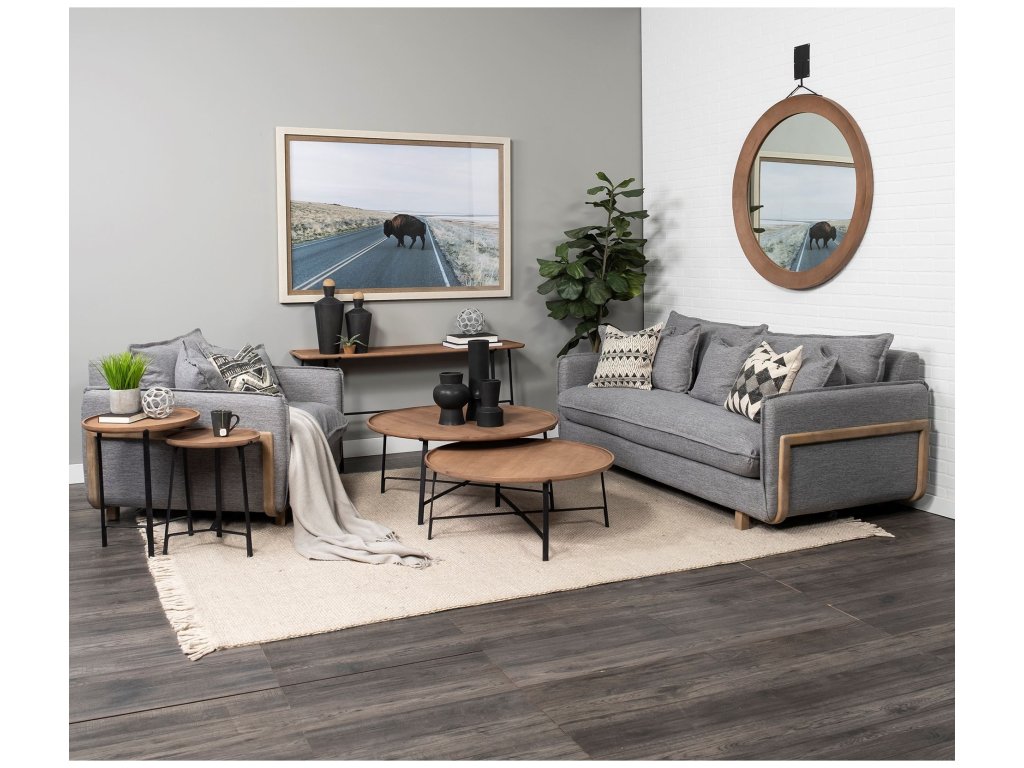 I 84" Castlerock Gray Upholstered Three Seater Sofa