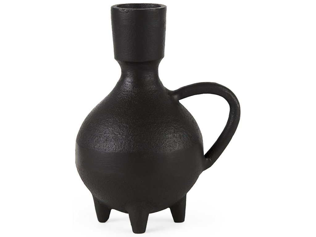 5.1L x 3.9W x 7.5H Black Spherical Vase w/ Flute Decorative Object