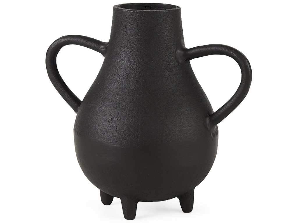 8.7L x 4.7W x 8.3H Black Two Handled Vase Decorative Object
