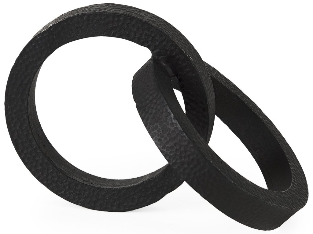 Two Blackened Hammered Finish Metal Conjoined Circles