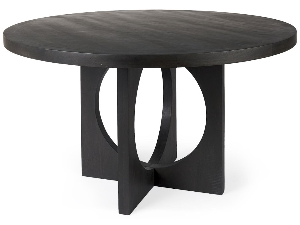 54.L x 54.0W x 30.0H Black Wood w/ Circular Top Dining Table