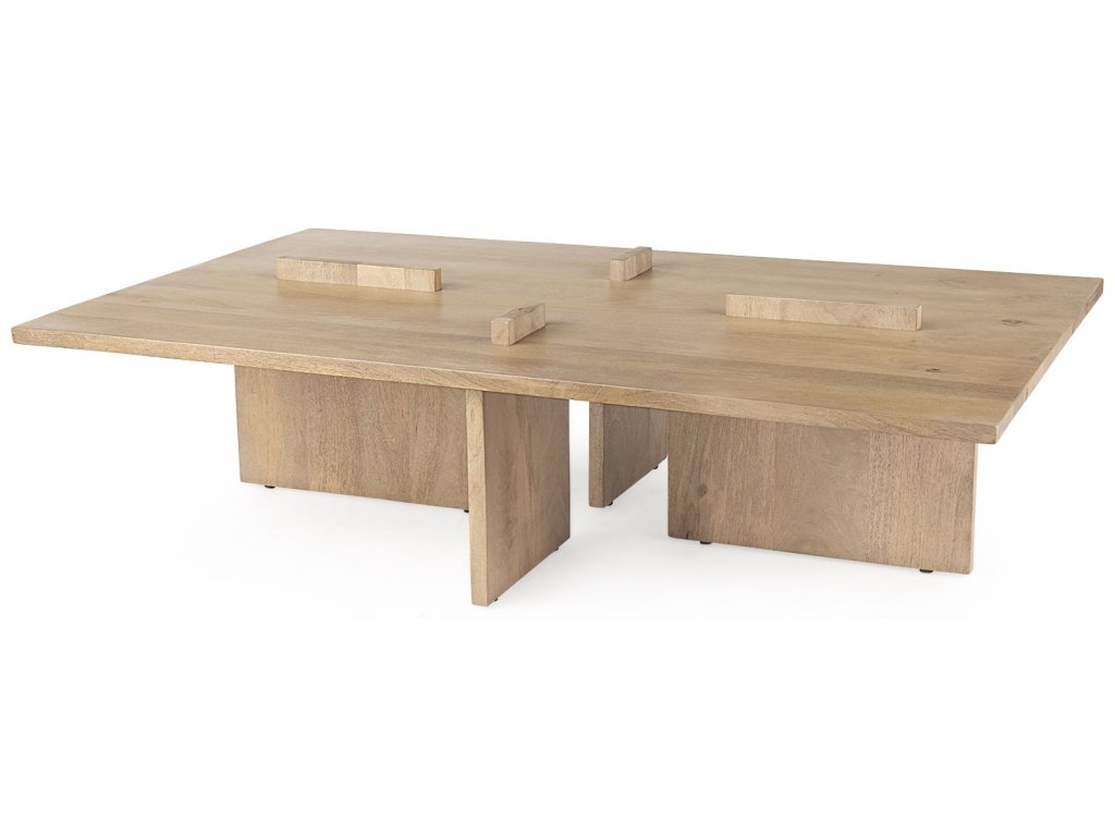 56 x 34 Rectangular Light Brown Wood Coffee Table