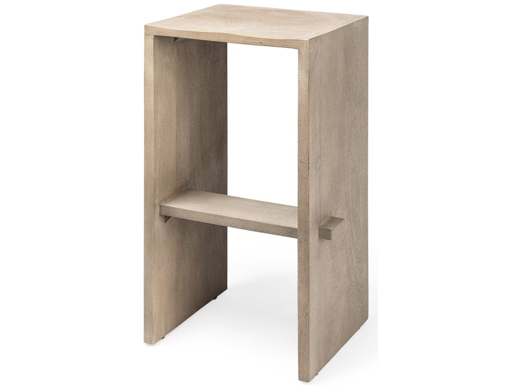 30" Seat Height Light Gray Wood Bar Stool