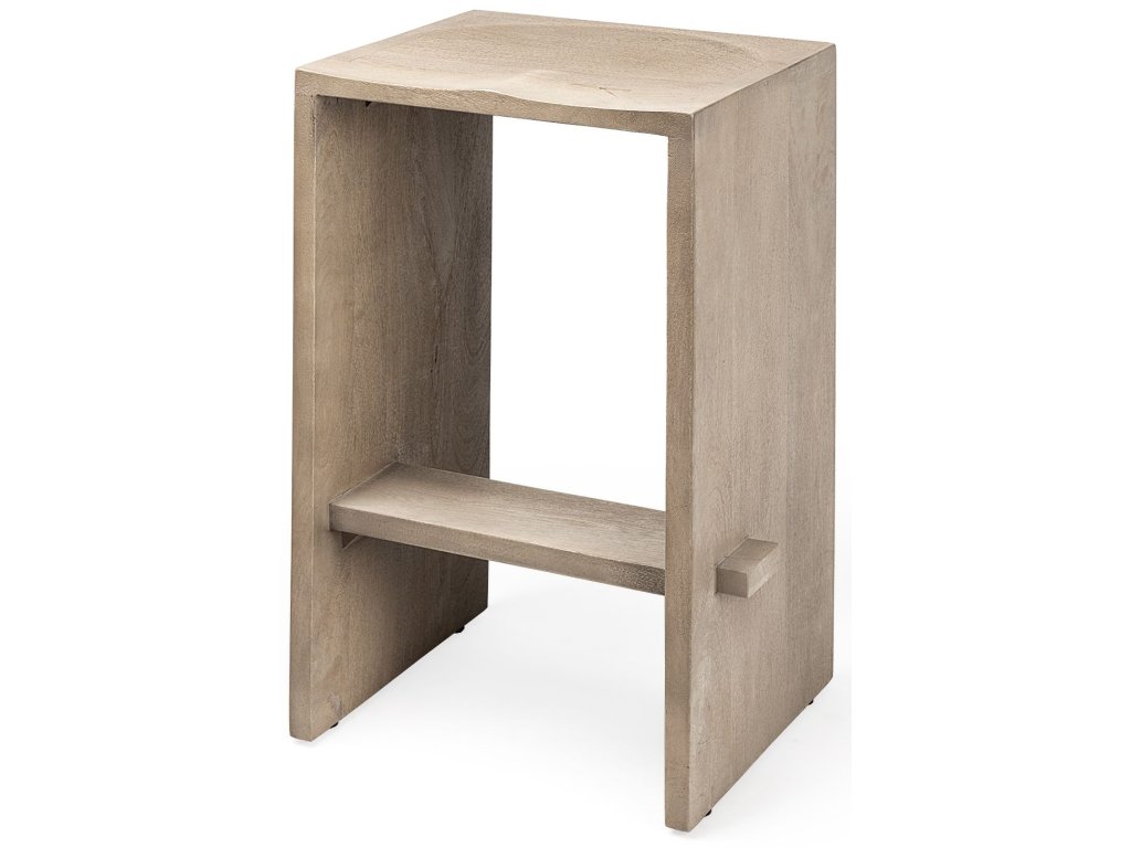 26" Seat Height Light Gray Wood Counter Stool