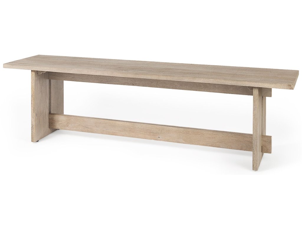 18H Light Gray Wood Dining Bench