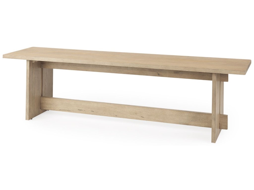 18H Light Brown Wood Dining Bench
