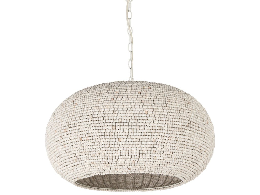 30.0 L x 30.0 W x 15.0 H White-Washed Beaded Chandelier