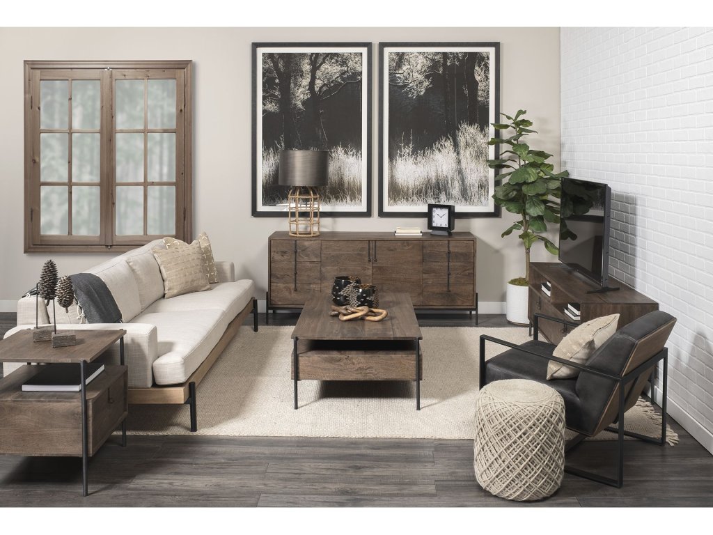 II 95" Beige Upholstered Three Seater Sofa