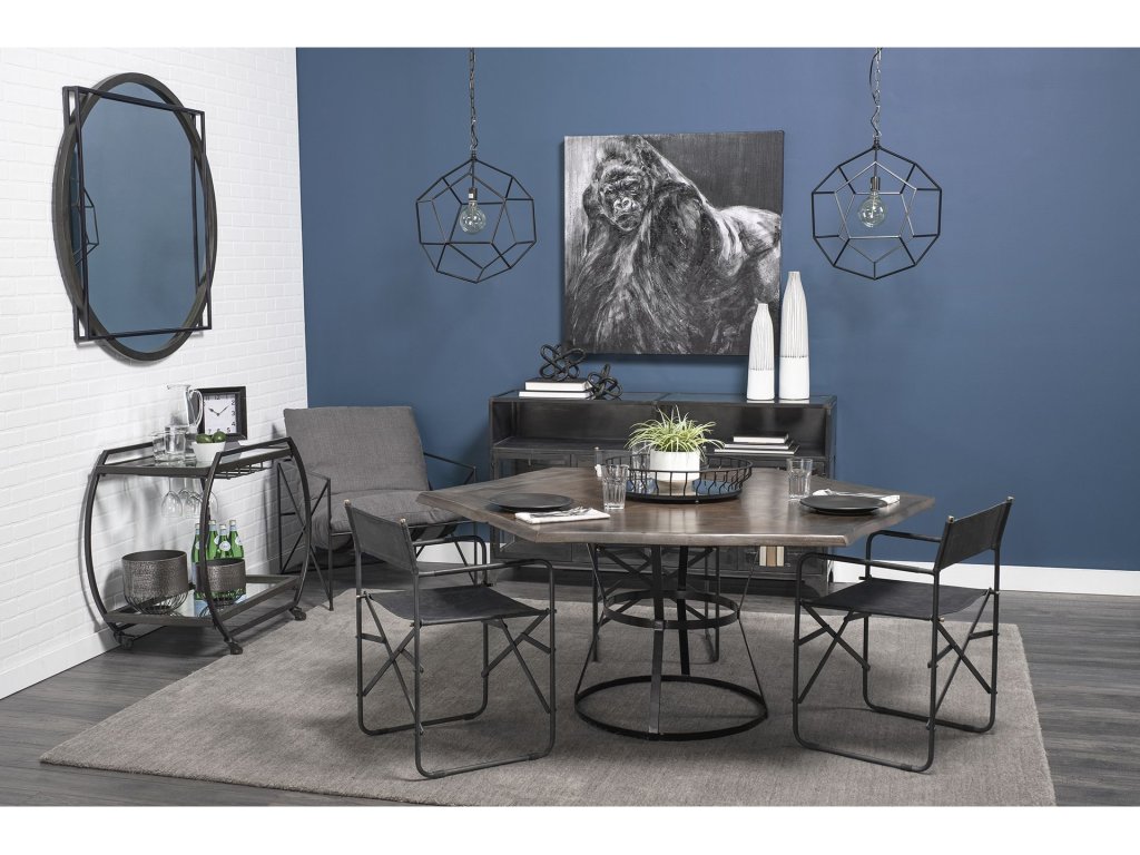 20L x 20W Black Metal Mirrored Bottom Round Serving Tray